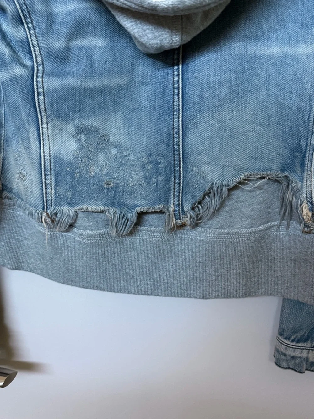 Free People denim jacket with sweatsuit insert - Picture 7 of 10